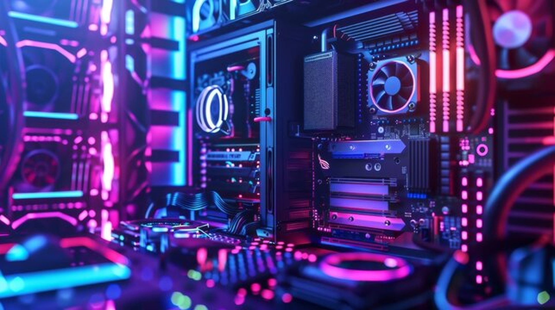 Neon lit PC internals